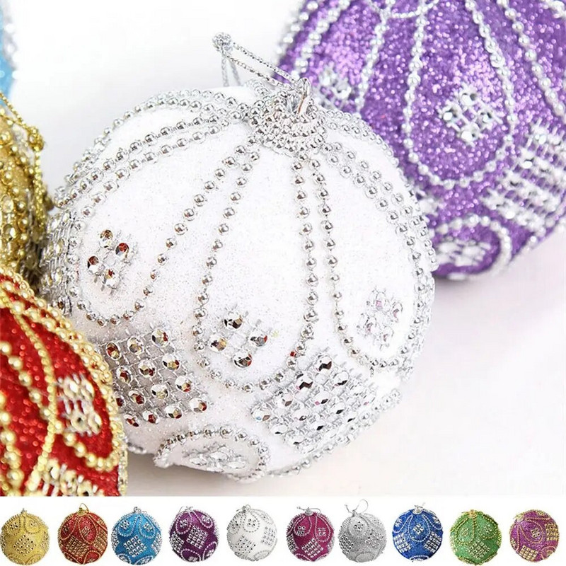 Svjetlucave kuglice s božićnim kamenčićima od pjene Vintage sjajni ukrasi za božićno drvce od 8 cm Ukrasna viseća božićna kuglica Nova godina