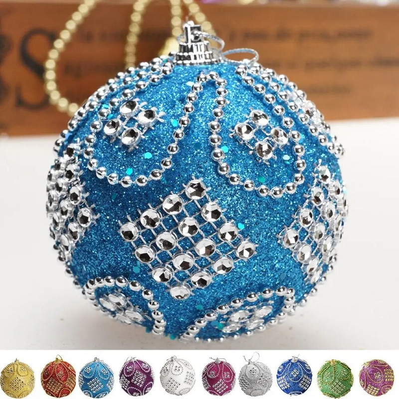 Svjetlucave kuglice s božićnim kamenčićima od pjene Vintage sjajni ukrasi za božićno drvce od 8 cm Ukrasna viseća božićna kuglica Nova godina