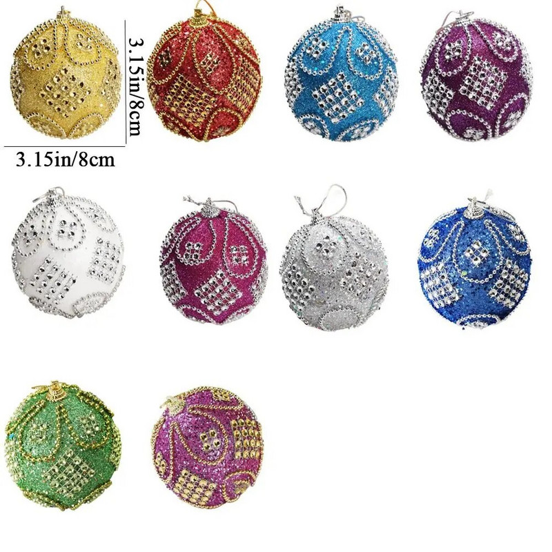 Svjetlucave kuglice s božićnim kamenčićima od pjene Vintage sjajni ukrasi za božićno drvce od 8 cm Ukrasna viseća božićna kuglica Nova godina