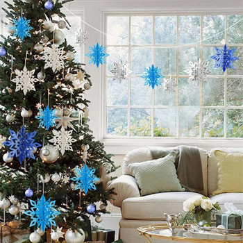 6 τμχ Χειμερινό πάρτι για το σπίτι Χριστουγεννιάτικη κρεμαστή διακόσμηση Τρισδιάστατη κοίλη νιφάδα χιονιού χαρτί γιρλάντα Πρωτοχρονιάτικο Χριστουγεννιάτικο δέντρο διακόσμηση οροφής τοίχου