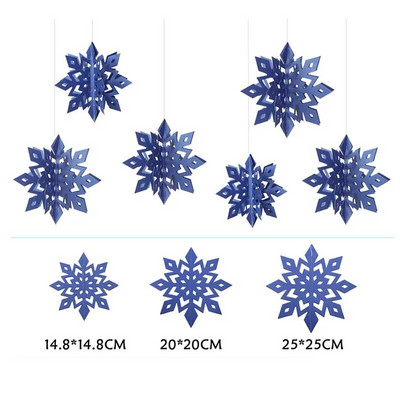 6Gb Ziemas mājas ballīte Ziemassvētku iekarināma dekorācija 3D doba sniegpārsliņa papīra vītne Jaungada Ziemassvētku eglītes sienas griestu dekors