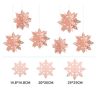 6Gb Ziemas mājas ballīte Ziemassvētku iekarināma dekorācija 3D doba sniegpārsliņa papīra vītne Jaungada Ziemassvētku eglītes sienas griestu dekors