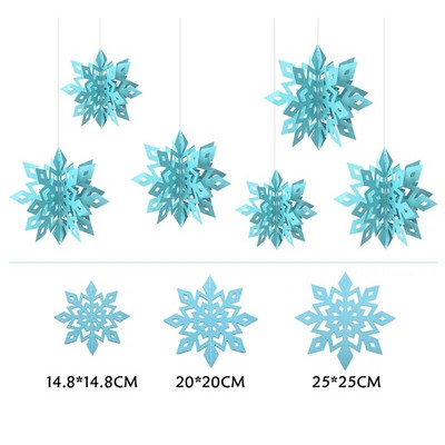 6Gb Ziemas mājas ballīte Ziemassvētku iekarināma dekorācija 3D doba sniegpārsliņa papīra vītne Jaungada Ziemassvētku eglītes sienas griestu dekors