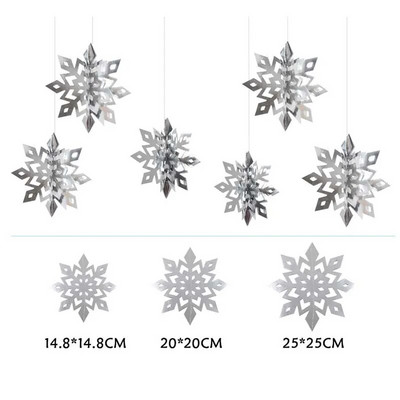 6Gb Ziemas mājas ballīte Ziemassvētku iekarināma dekorācija 3D doba sniegpārsliņa papīra vītne Jaungada Ziemassvētku eglītes sienas griestu dekors