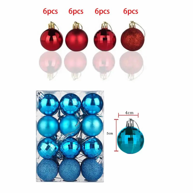 24 kom/pakiranje 4 cm Božićne kuglice u boji Dekoracija za drvce Viseći privjesci Ukrasi za kućni ured Bar Party Dekoracija vjenčanja