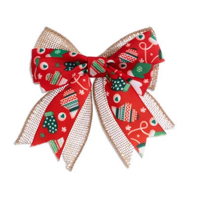 Väike jõulutrükk Bowknot Mutilplace, kasutades puuukse seina rippuvat kaunistust