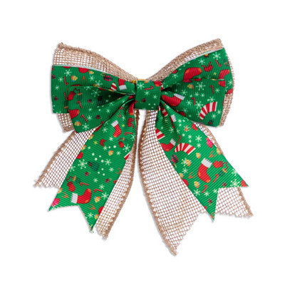 Väike jõulutrükk Bowknot Mutilplace, kasutades puuukse seina rippuvat kaunistust