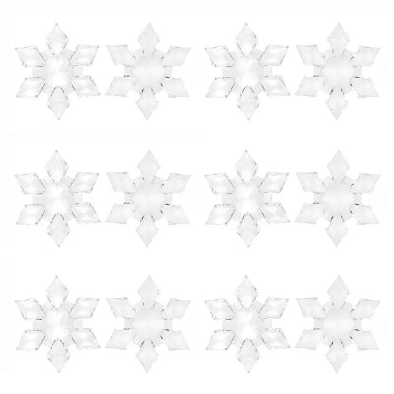 Jauni 12 gab. Ziemassvētku rotājumi mājām, dzidra kristāla sniegpārsliņa, Ziemassvētku eglīšu rotājumi, piekaramie DIY krelles aizkari, mājas dekori