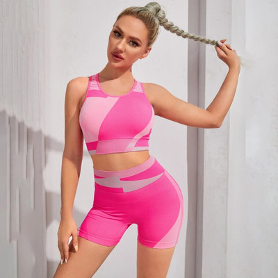 2 ΤΕΜ Σορτς Κοστούμια Γιόγκα Γυναικείο Αθλητικό Σουτιέν χωρίς ραφή Ρούχα γυμναστικής Υψηλή μέση Ρούχα γυμναστικής Σετ προπόνησης Αθλητικά ρούχα για τρέξιμο