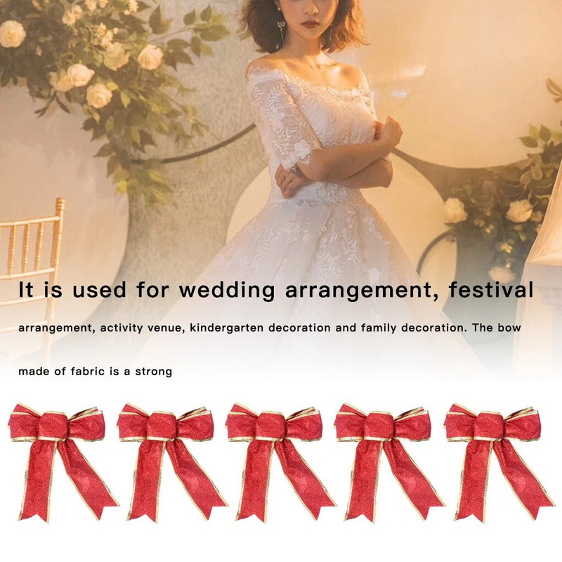 5 komada svjetlucave vrpce s mašnama za Božićne mašne za vijence Božićni ukrasi za uređenje doma