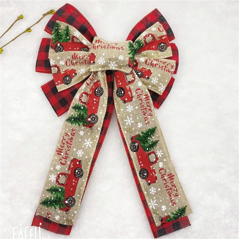 Ziemassvētku bantīte mākslīgās kaņepes Melnbaltā rūtainā kaņepes liela tauriņa Ziemassvētku rotājumi galvassegas