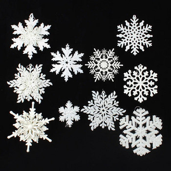 3 бр. 3D коледни снежинки, висящи орнаменти, PVC блестящи снежинкови декорации за зимна висулка за коледно дърво 2024 Нова година