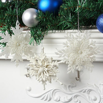 3 τμχ Τρισδιάστατα χριστουγεννιάτικα στολίδια νιφάδα χιονιού γκλίτερ PVC στολίδια για χειμωνιάτικο χριστουγεννιάτικο δέντρο Κρεμαστό 2024 Πρωτοχρονιά