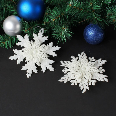 3 бр. 3D коледни снежинки, висящи орнаменти, PVC блестящи снежинкови декорации за зимна висулка за коледно дърво 2024 Нова година