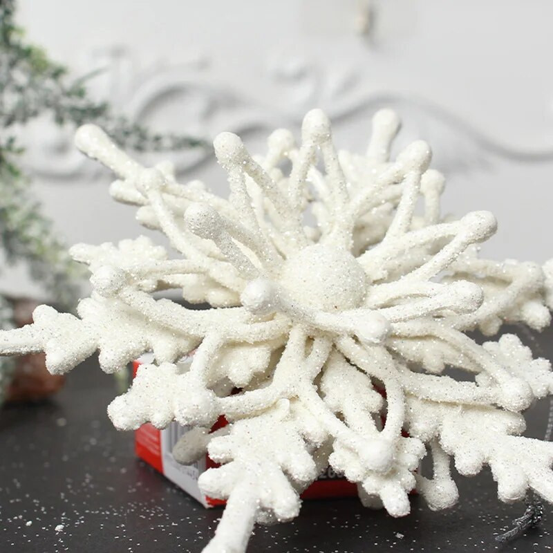 3db 3D karácsonyi hópehely függő díszek PVC csillogó hópehely dekoráció téli karácsonyfára függő 2024 újév