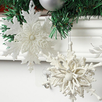 Χριστουγεννιάτικο μενταγιόν με νιφάδα χιονιού Διακόσμηση Χριστουγεννιάτικου δέντρου Glitter Λευκές νιφάδες χιονιού Κρεμαστό στολίδι για το σπίτι Πρωτοχρονιάτικο ντεκόρ
