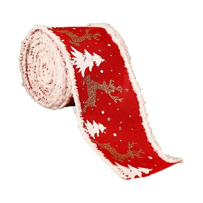 5 m garas Ziemassvētku dekoratīvas aļņa apdrukātas lentes Audekla lentes Amatniecības lentes Ziemassvētku eglīšu rotājumi Loku izgatavošana