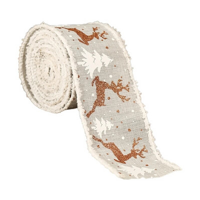 5 m garas Ziemassvētku dekoratīvas aļņa apdrukātas lentes Audekla lentes Amatniecības lentes Ziemassvētku eglīšu rotājumi Loku izgatavošana