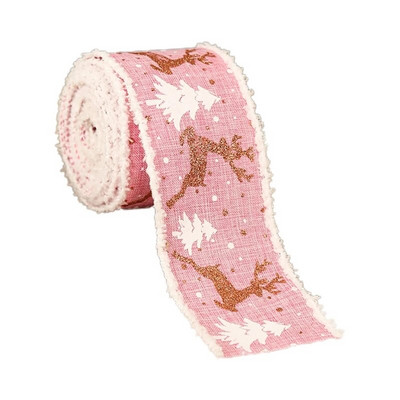 5 m garas Ziemassvētku dekoratīvas aļņa apdrukātas lentes Audekla lentes Amatniecības lentes Ziemassvētku eglīšu rotājumi Loku izgatavošana