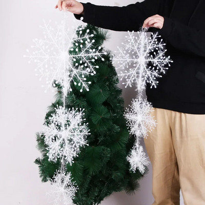 6 tk/komplekt jõulupidu Valge lumehelbega jõulupuu kodukaunistus Rippuv valge plastikust jõulupuu lumehelbepuu sünnikaunistus