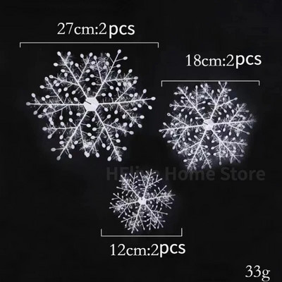 6vnt/rinkinys Kalėdų vakarėlis Balta snaigė Kalėdų eglutė Namų dekoras Pakabinamas baltas plastikinis Kalėdų snaigės eglutė gimdymo dekoras