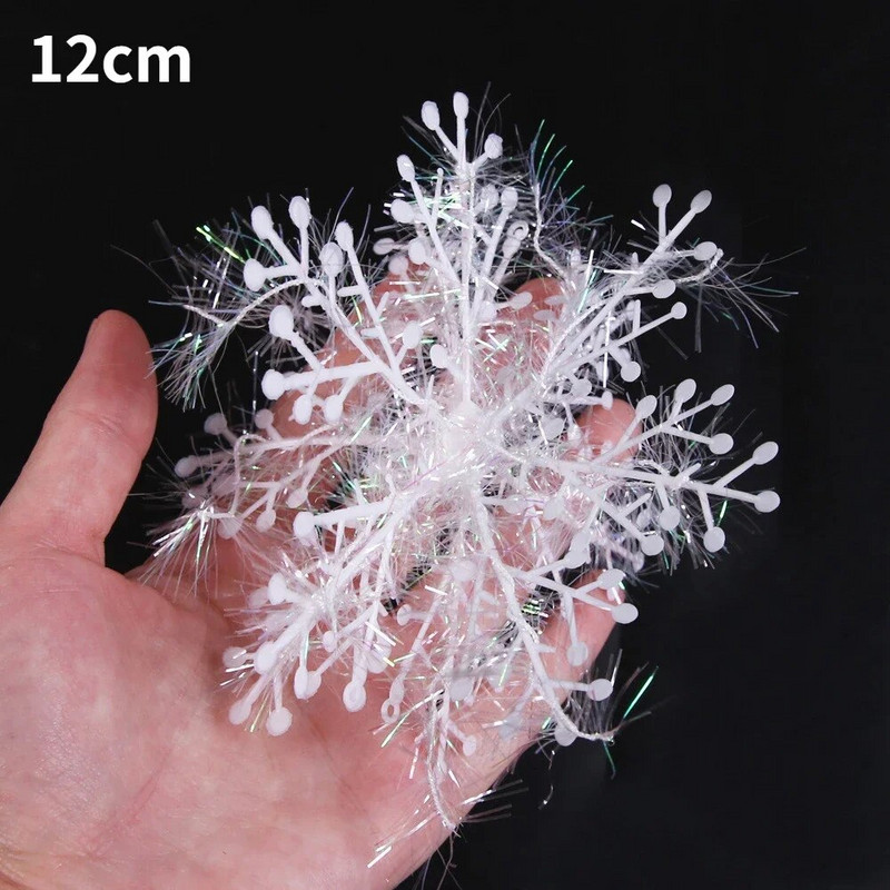 6vnt/rinkinys Kalėdų vakarėlis Balta snaigė Kalėdų eglutė Namų dekoras Pakabinamas baltas plastikinis Kalėdų snaigės eglutė gimdymo dekoras