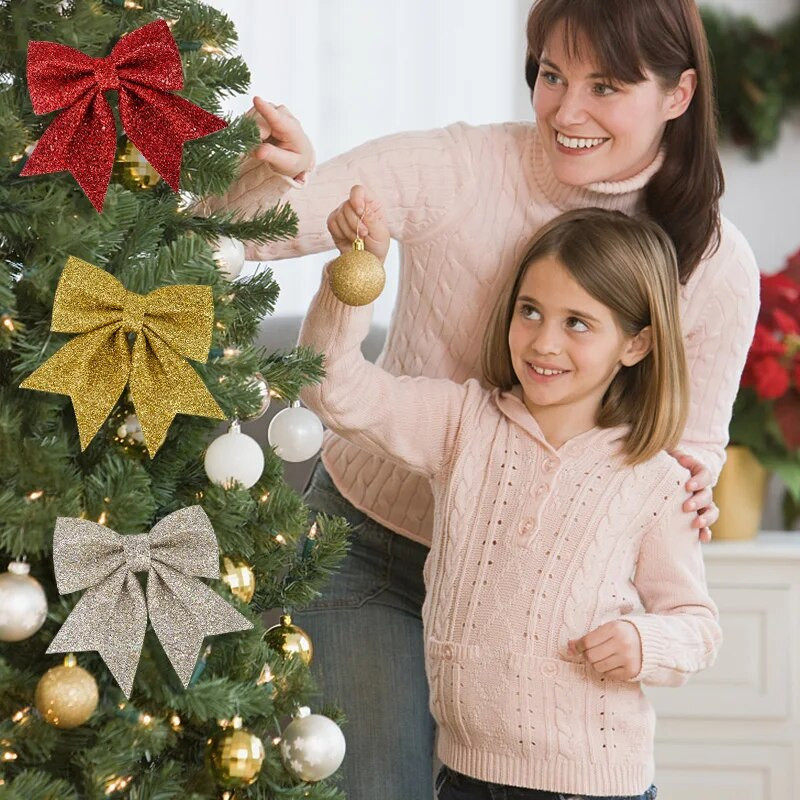 Velike mašne Božićno drvce Svjetlucavi ukrasi s mašnama DIY obrtnički vijenci Dodaci Novogodišnji božićni ukrasi Božićni pribor