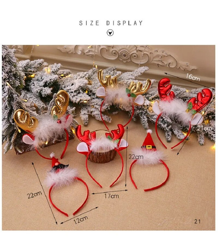 Modes Ziemassvētku sarkanas bantes Galvassegas Sievietēm Meitenes Klasisks elastīgs Ziemeļbriežu rags Ziemassvētku vecīša matu stīpa Ziemassvētku ballītes galvas lentes Aksesuāri