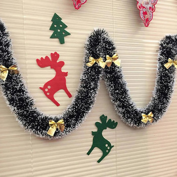 Behogar 2M Коледна украса Зелен гирлянд с бантик Висящи орнаменти за коледна елха Прозорец на стена Коледно парти Консумативи