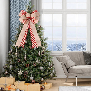 Μεγάλος Χριστουγεννιάτικος Φιόγκος Διακόσμηση Χριστουγεννιάτικου Δέντρου Πρωτοχρονιάτικα Στολισμοί Χριστουγεννιάτικου πάρτι Κορδέλα Φιόγκοι Λινό παπιγιόν Διακόσμηση σπιτιού