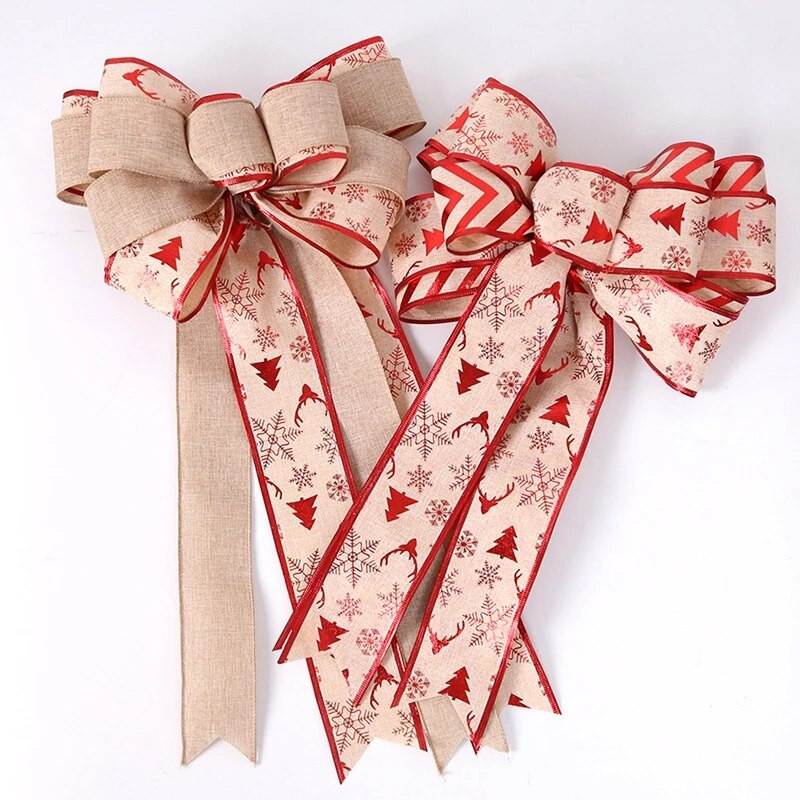 Velika božićna mašna Ukras za božićno drvce Novogodišnji ukrasi Božićna zabava Mašne s vrpcom Lanena mašna Dekoracija doma