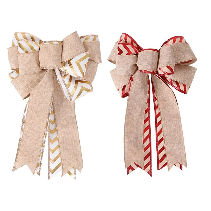 Velika božićna mašna Ukras za božićno drvce Novogodišnji ukrasi Božićna zabava Mašne s vrpcom Lanena mašna Dekoracija doma