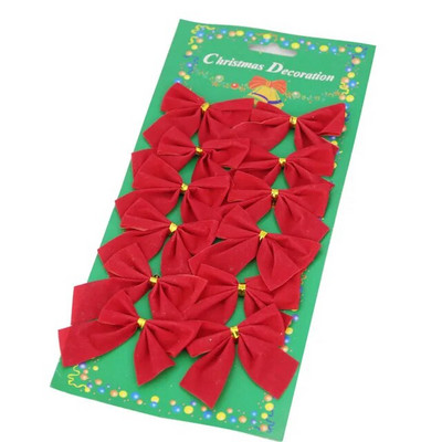 12gb Ziemassvētku loki, piekaramie rotājumi Zelts Sudrabs Sarkans Bowknot Ziemassvētku eglīšu rotājumi Mājas Ziemassvētku ballītes Jaungada dekors