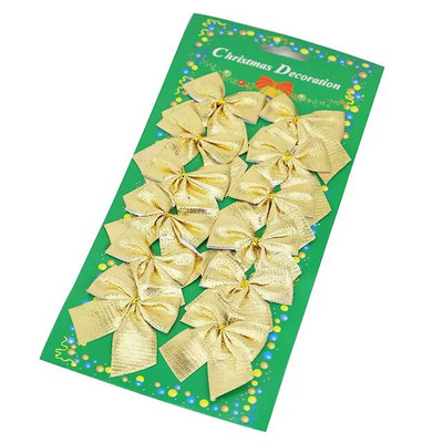 12gb Ziemassvētku loki, piekaramie rotājumi Zelts Sudrabs Sarkans Bowknot Ziemassvētku eglīšu rotājumi Mājas Ziemassvētku ballītes Jaungada dekors