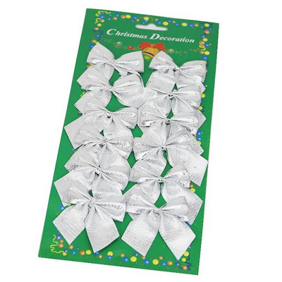 12gb Ziemassvētku loki, piekaramie rotājumi Zelts Sudrabs Sarkans Bowknot Ziemassvētku eglīšu rotājumi Mājas Ziemassvētku ballītes Jaungada dekors