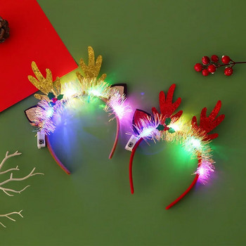 Коледна лента за глава с LED светлини Снежинка Коледна елха Лента за коса 2023 Коледни украси за дома Момичета Жени Новогодишни подаръци