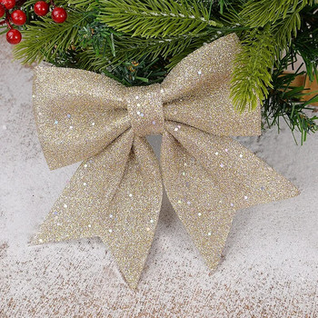 Коледен лък Висящи орнаменти за коледно дърво Направи си сам венец Bowknot Xmas Noel Navidad Декорации 2024 Нова година Подарък Опаковка за подаръци