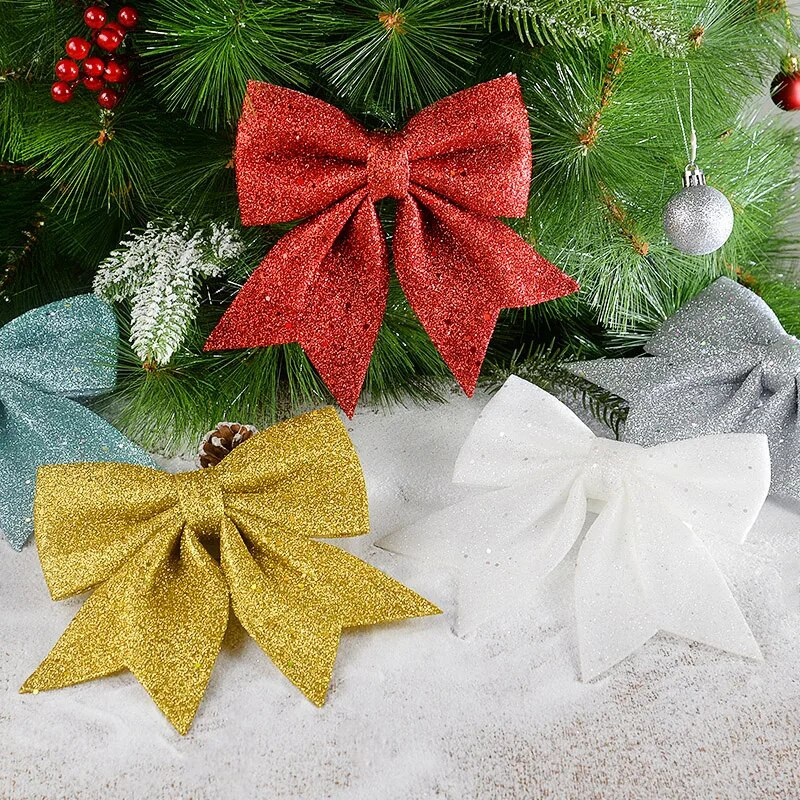 Božićna mašna Viseći ukrasi za božićno drvce DIY vijenac Bowknot Xmas Noel Navidad Decorations 2024 Nova godina Poklon Omot za poklon