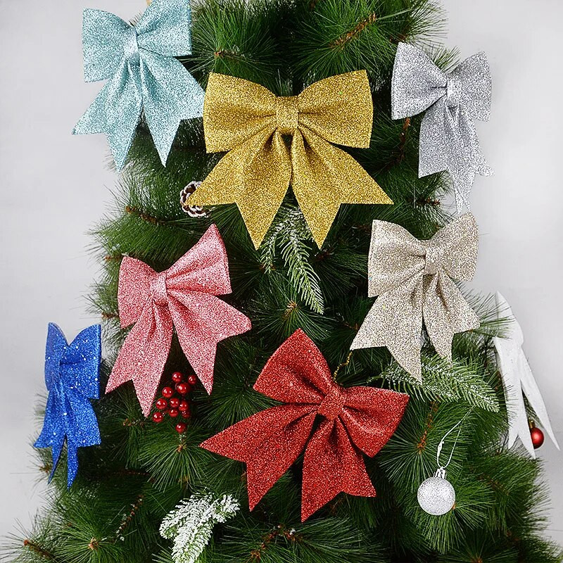 Božićna mašna Viseći ukrasi za božićno drvce DIY vijenac Bowknot Xmas Noel Navidad Decorations 2024 Nova godina Poklon Omot za poklon