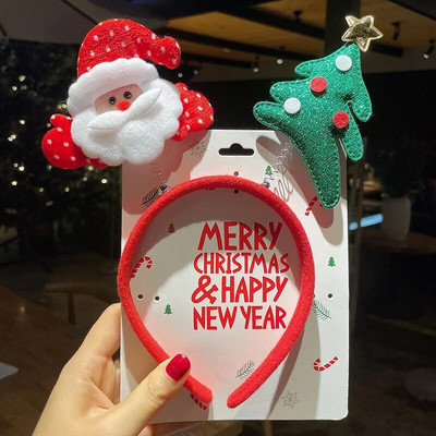 2024. gada jauns Ziemassvētku Sens Brieža raga matu lente Sieviešu Ziemassvētku vecīša matu lente Galvassegas Svētku kleita Galvas lenta Matu lente Galvassegas