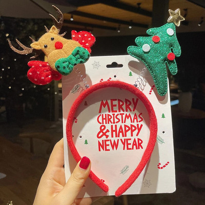 2024. gada jauns Ziemassvētku Sens Brieža raga matu lente Sieviešu Ziemassvētku vecīša matu lente Galvassegas Svētku kleita Galvas lenta Matu lente Galvassegas