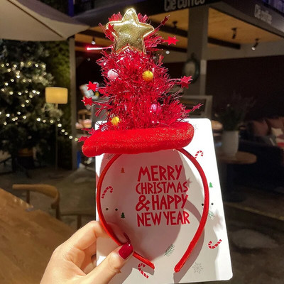 2024. gada jauns Ziemassvētku Sens Brieža raga matu lente Sieviešu Ziemassvētku vecīša matu lente Galvassegas Svētku kleita Galvas lenta Matu lente Galvassegas