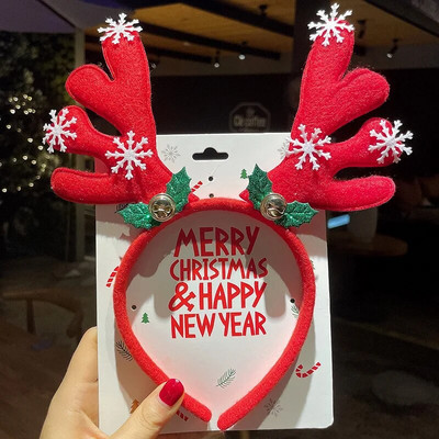 2024. gada jauns Ziemassvētku Sens Brieža raga matu lente Sieviešu Ziemassvētku vecīša matu lente Galvassegas Svētku kleita Galvas lenta Matu lente Galvassegas