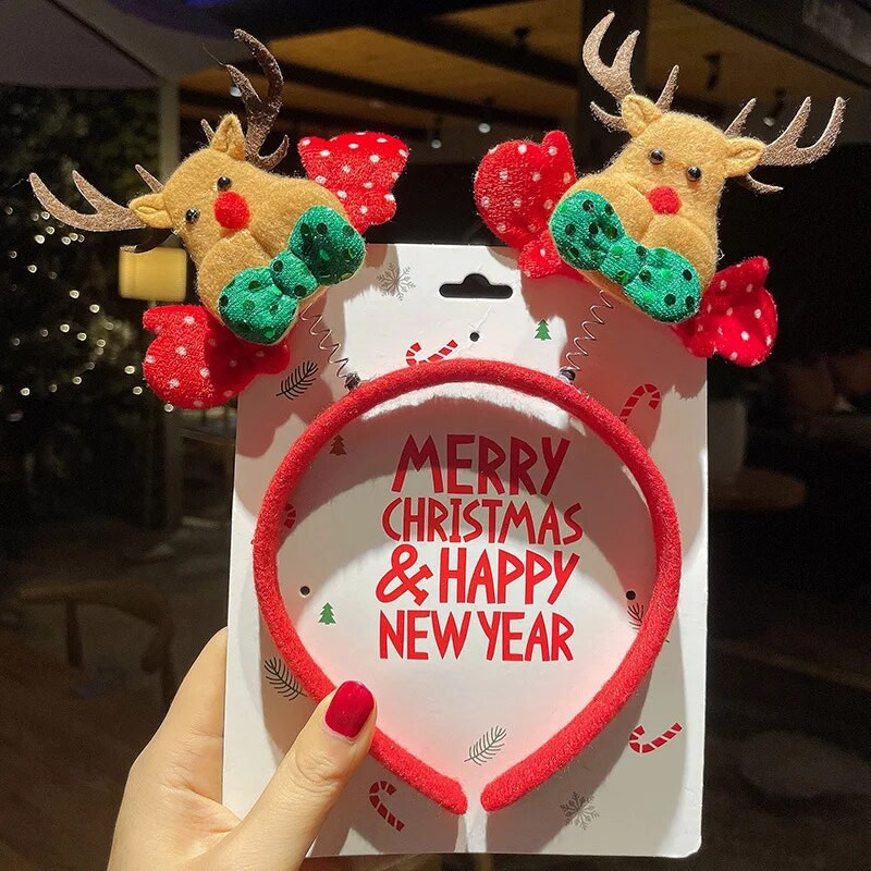 2024. gada jauns Ziemassvētku Sens Brieža raga matu lente Sieviešu Ziemassvētku vecīša matu lente Galvassegas Svētku kleita Galvas lenta Matu lente Galvassegas