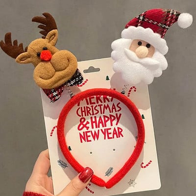 Detské vianočné červené mašle, čelenka pre ženy a dievčatá, klasická elastická čelenka s parohmi sobov, Santa Claus, vianočné párty čelenky, doplnky