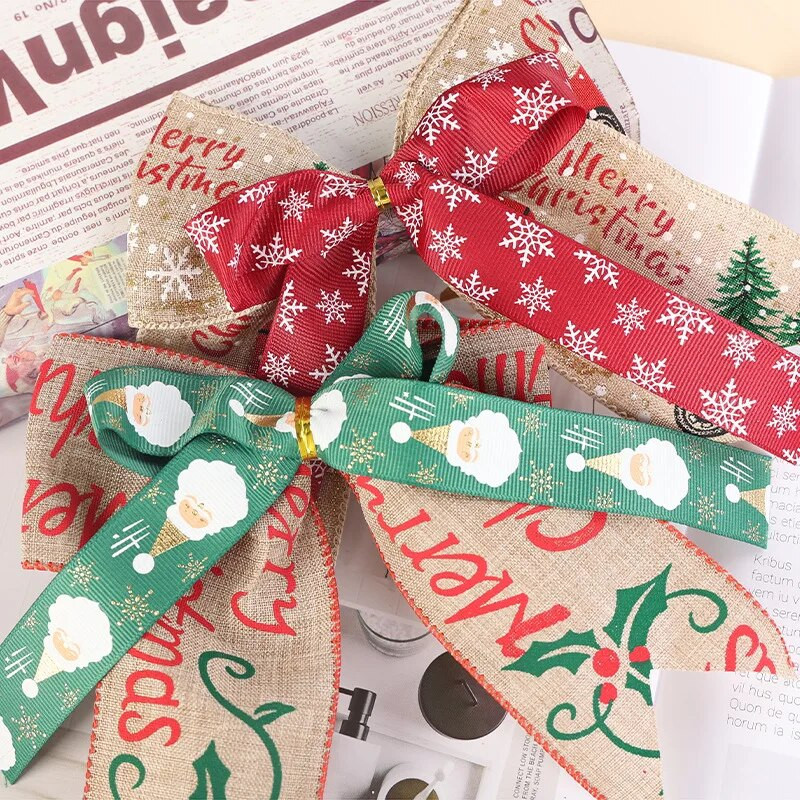 10GAB MIX Ziemassvētku ar rokām darināts bantes rotājums ar zīda lenti dāvanu kastītes aksesuāri Ziemassvētku eglīšu rotājuma mini bantes kaftiem