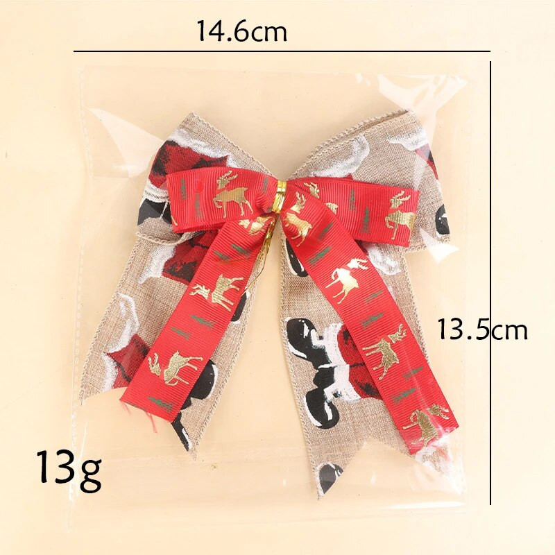 10GAB MIX Ziemassvētku ar rokām darināts bantes rotājums ar zīda lenti dāvanu kastītes aksesuāri Ziemassvētku eglīšu rotājuma mini bantes kaftiem