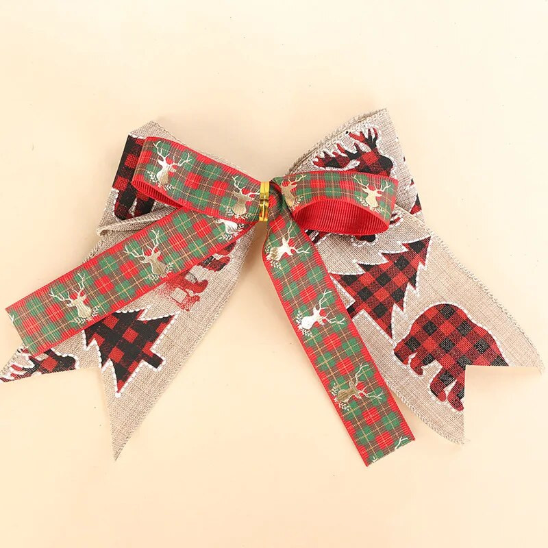 10GAB MIX Ziemassvētku ar rokām darināts bantes rotājums ar zīda lenti dāvanu kastītes aksesuāri Ziemassvētku eglīšu rotājuma mini bantes kaftiem