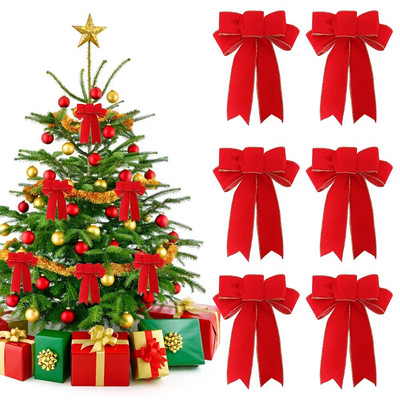 6 ks ľanová vianočná mašľa vianočná dekorácia na stromček mašľa závesné prívesky ozdoby na Nový rok Navidad Noel dekoračné potreby