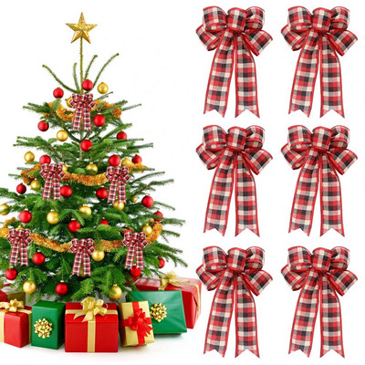 6 ks ľanová vianočná mašľa vianočná dekorácia na stromček mašľa závesné prívesky ozdoby na Nový rok Navidad Noel dekoračné potreby